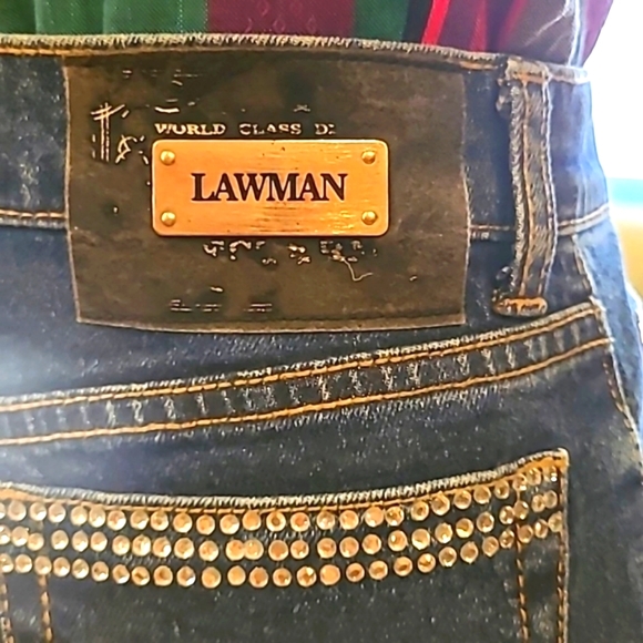 UPCYCLED HANDMADE "LAWMAN" ELEGANT MAXI DENIM & RHINESTONE SKIRT! - Picture 5 of 12